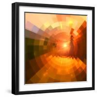 Abstract Red Shining Circle Tunnel Background-art_of_sun-Framed Art Print