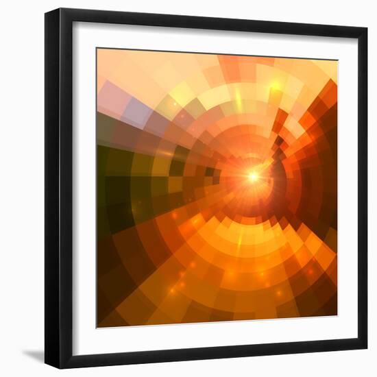 Abstract Red Shining Circle Tunnel Background-art_of_sun-Framed Art Print