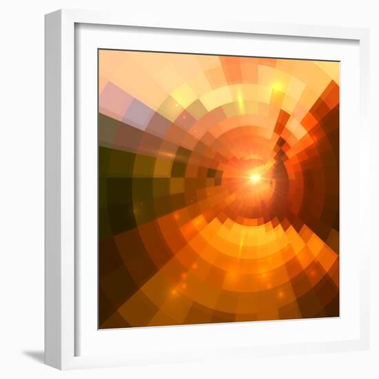 Abstract Red Shining Circle Tunnel Background-art_of_sun-Framed Art Print