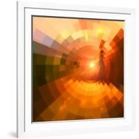 Abstract Red Shining Circle Tunnel Background-art_of_sun-Framed Art Print