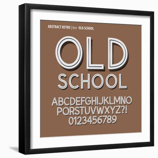 Abstract Retro Alphabet and Digit Vector-Pixoxostudio-Framed Art Print