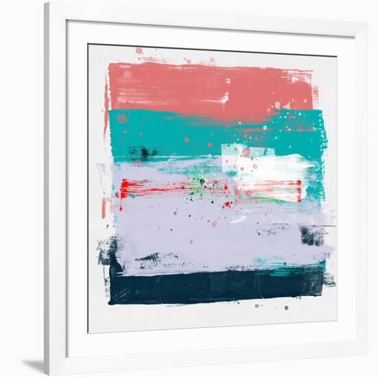 Abstract Salmon and Jungle Green-Emma Moore-Framed Art Print