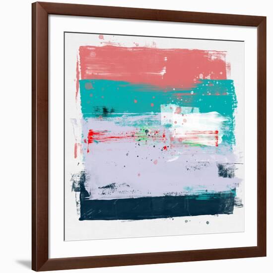 Abstract Salmon and Jungle Green-Emma Moore-Framed Art Print