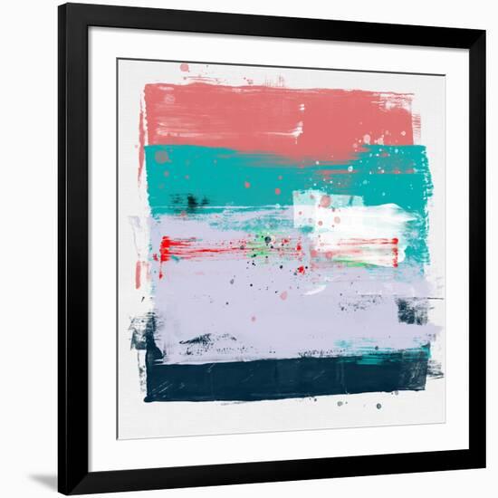 Abstract Salmon and Jungle Green-Emma Moore-Framed Art Print