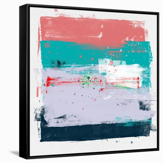 Abstract Salmon and Jungle Green-Emma Moore-Framed Stretched Canvas