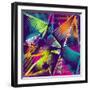 Abstract Seamless Geometric Pattern with Urban Elements, Scuffed, Drops, Sprays, Triangles, Neon Sp-Little Princess-Framed Art Print