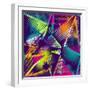 Abstract Seamless Geometric Pattern with Urban Elements, Scuffed, Drops, Sprays, Triangles, Neon Sp-Little Princess-Framed Art Print