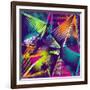 Abstract Seamless Geometric Pattern with Urban Elements, Scuffed, Drops, Sprays, Triangles, Neon Sp-Little Princess-Framed Art Print