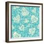 Abstract Seamless Pattern with Hearts and Roses-Baksiabat-Framed Art Print