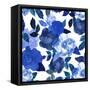 Abstract Seamless Watercolor Hand Painted Background. Isolated Blue Flowers and Leafs. Vector Illus-ZUBKOVA IULIIA-Framed Stretched Canvas