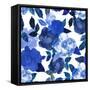 Abstract Seamless Watercolor Hand Painted Background. Isolated Blue Flowers and Leafs. Vector Illus-ZUBKOVA IULIIA-Framed Stretched Canvas