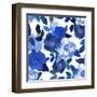 Abstract Seamless Watercolor Hand Painted Background. Isolated Blue Flowers and Leafs. Vector Illus-ZUBKOVA IULIIA-Framed Art Print