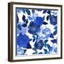 Abstract Seamless Watercolor Hand Painted Background. Isolated Blue Flowers and Leafs. Vector Illus-ZUBKOVA IULIIA-Framed Art Print