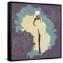 Abstract Sketch of a Woman in a Wedding Dress, Background of Watercolor Spots, Fashion Week, Color-Viktoriya Panasenko-Framed Stretched Canvas