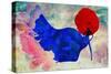 Abstract Sketch of a Woman in Navy  Blue,  Floral Dress and  Red Hat in Form Poppy, Color Fashion P-Viktoriya Panasenko-Stretched Canvas