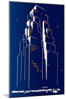 Abstract Skyscraper at Night-null-Mounted Giclee Print