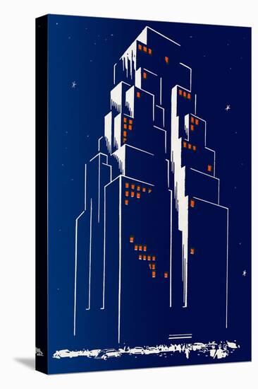 Abstract Skyscraper at Night-null-Stretched Canvas