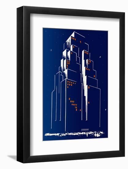 Abstract Skyscraper at Night-Found Image Holdings Inc-Framed Photographic Print