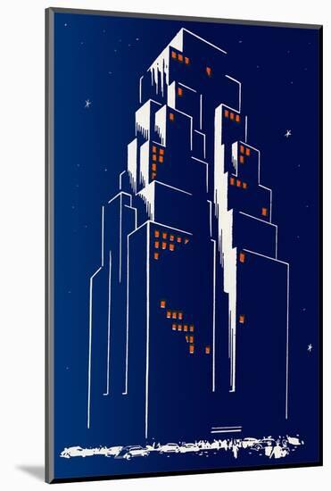 Abstract Skyscraper at Night-Found Image Holdings Inc-Mounted Photographic Print