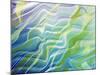 Abstract Steaks of Green, Blue, Lavender And White in Blowing Fabric-null-Mounted Photographic Print