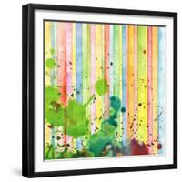 Abstract Strip And Blot Watercolor Painted Background-Rudchenko Liliia-Framed Premium Giclee Print