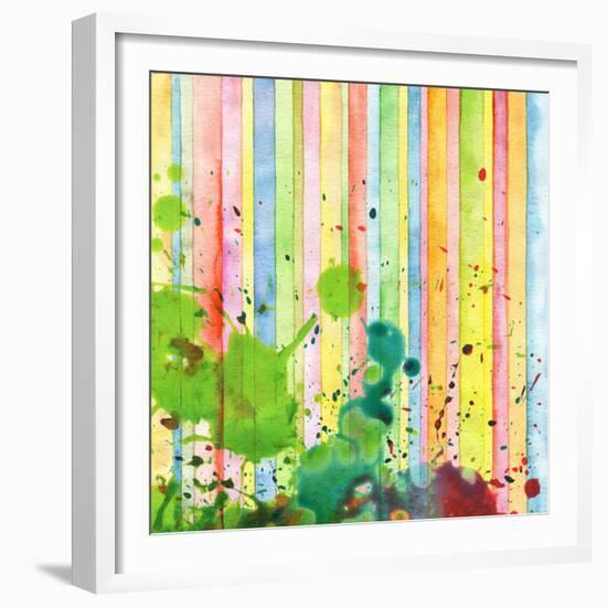 Abstract Strip And Blot Watercolor Painted Background-Rudchenko Liliia-Framed Premium Giclee Print