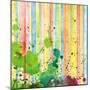 Abstract Strip And Blot Watercolor Painted Background-Rudchenko Liliia-Mounted Premium Giclee Print