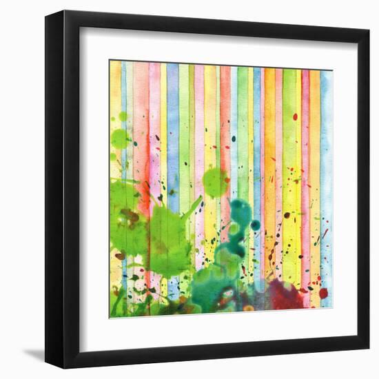 Abstract Strip And Blot Watercolor Painted Background-Rudchenko Liliia-Framed Art Print