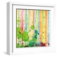 Abstract Strip And Blot Watercolor Painted Background-Rudchenko Liliia-Framed Art Print