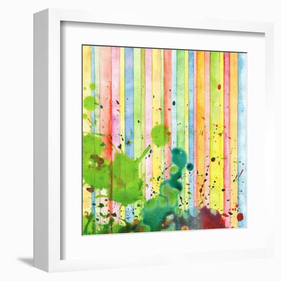 Abstract Strip And Blot Watercolor Painted Background-Rudchenko Liliia-Framed Art Print