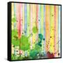 Abstract Strip And Blot Watercolor Painted Background-Rudchenko Liliia-Framed Stretched Canvas