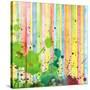 Abstract Strip And Blot Watercolor Painted Background-Rudchenko Liliia-Stretched Canvas