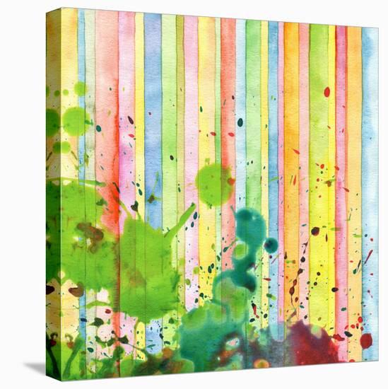 Abstract Strip And Blot Watercolor Painted Background-Rudchenko Liliia-Stretched Canvas