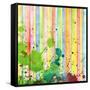 Abstract Strip And Blot Watercolor Painted Background-Rudchenko Liliia-Framed Stretched Canvas