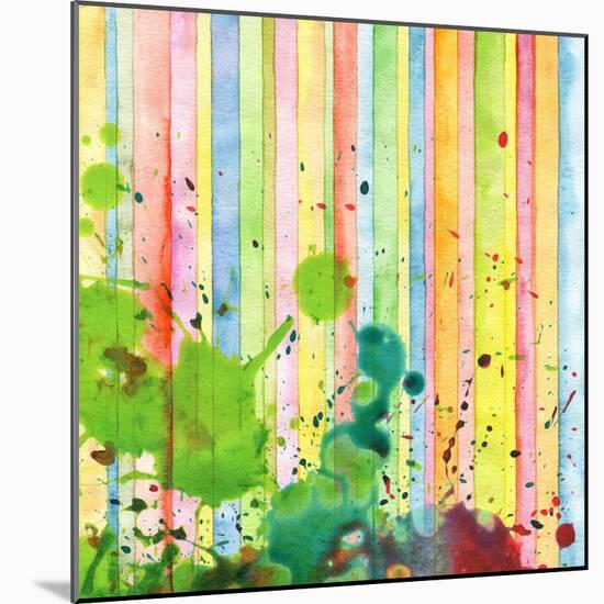 Abstract Strip And Blot Watercolor Painted Background-Rudchenko Liliia-Mounted Art Print