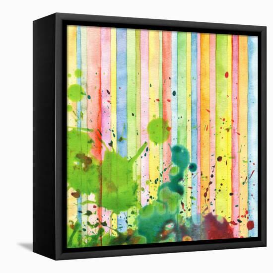 Abstract Strip And Blot Watercolor Painted Background-Rudchenko Liliia-Framed Stretched Canvas