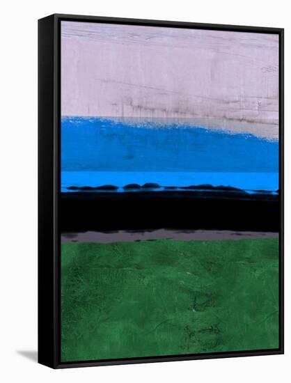 Abstract Stripe Theme Blue-NaxArt-Framed Stretched Canvas