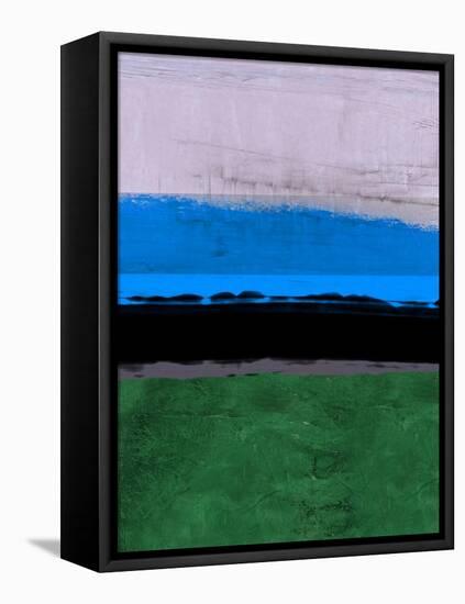 Abstract Stripe Theme Blue-NaxArt-Framed Stretched Canvas