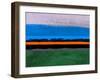 Abstract Stripe Theme Orange and Blue-NaxArt-Framed Art Print