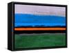 Abstract Stripe Theme Orange and Blue-NaxArt-Framed Stretched Canvas
