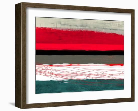 Abstract Stripe Theme Red Grey and White-NaxArt-Framed Art Print