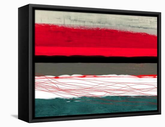 Abstract Stripe Theme Red Grey and White-NaxArt-Framed Stretched Canvas