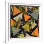 Abstract Summer Background - Triangles with Palm Tree Leaves-tanycya-Framed Art Print