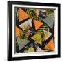 Abstract Summer Background - Triangles with Palm Tree Leaves-tanycya-Framed Art Print