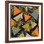 Abstract Summer Background - Triangles with Palm Tree Leaves-tanycya-Framed Art Print