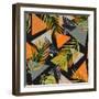 Abstract Summer Background - Triangles with Palm Tree Leaves-tanycya-Framed Art Print