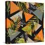 Abstract Summer Background - Triangles with Palm Tree Leaves-tanycya-Stretched Canvas