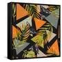 Abstract Summer Background - Triangles with Palm Tree Leaves-tanycya-Framed Stretched Canvas