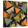 Abstract Summer Background - Triangles with Palm Tree Leaves-tanycya-Stretched Canvas