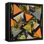 Abstract Summer Background - Triangles with Palm Tree Leaves-tanycya-Framed Stretched Canvas